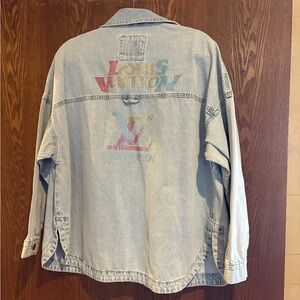 NWT Louis Vuitton Rainbow Small Rhinestone Light Blue Denim Shirt, Size M